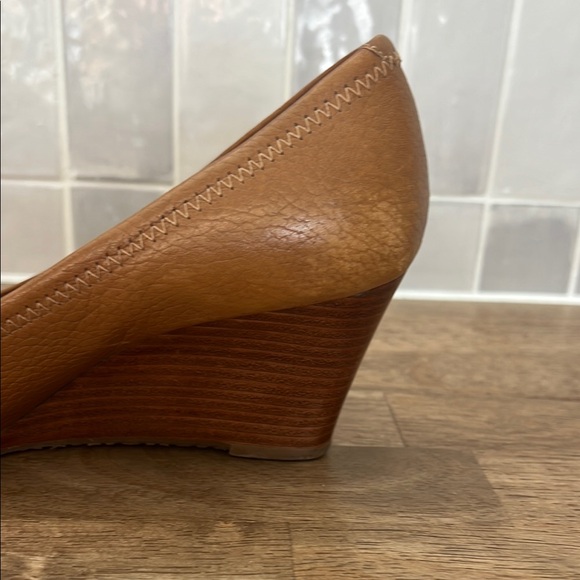 Tory Burch Brown Peep-Toe Wedges - Picture 5 of 7